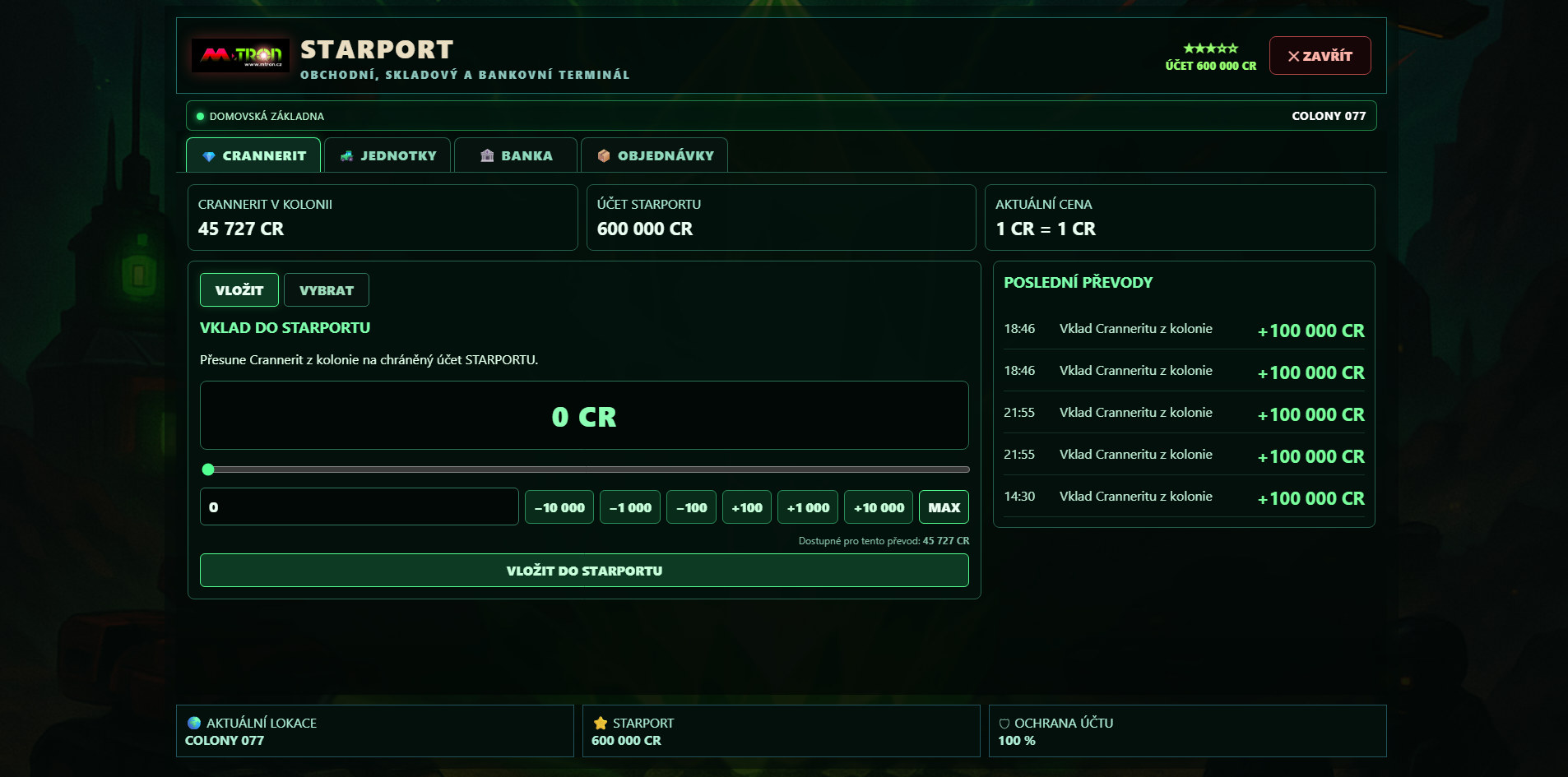 Starport 077 ve hře